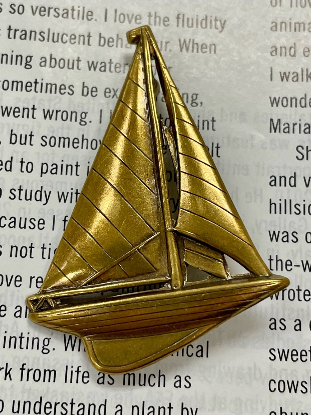 Vintage Gold-Tone Sailboat Brooch